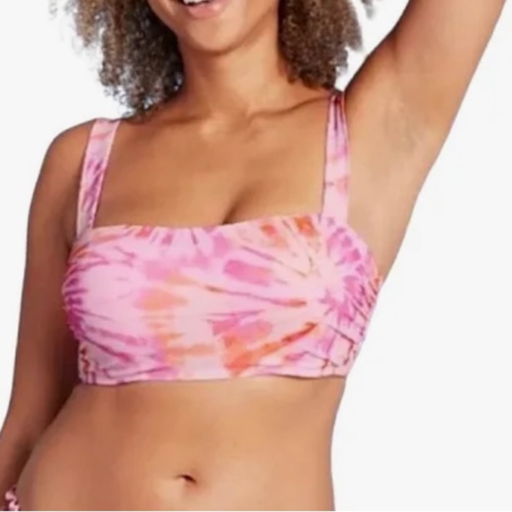 NWT Shade & Shore Light lift square neck bikini top pink tie dye